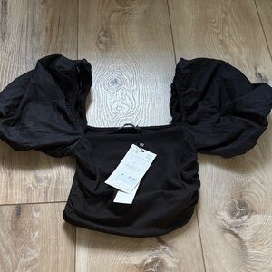 Zara Black Puff Sleeve Crop Top